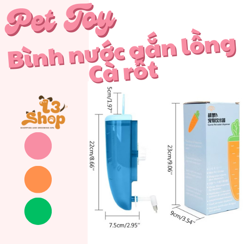 bình nước Carrot ( cà rốt)  500ml dành cho thỏ, bọ, sóc,hamster - T3 PETS SHOP