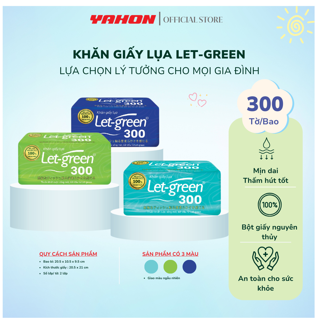 Khăn Giấy Lụa LET-GREEN 300 Tờ/Bao