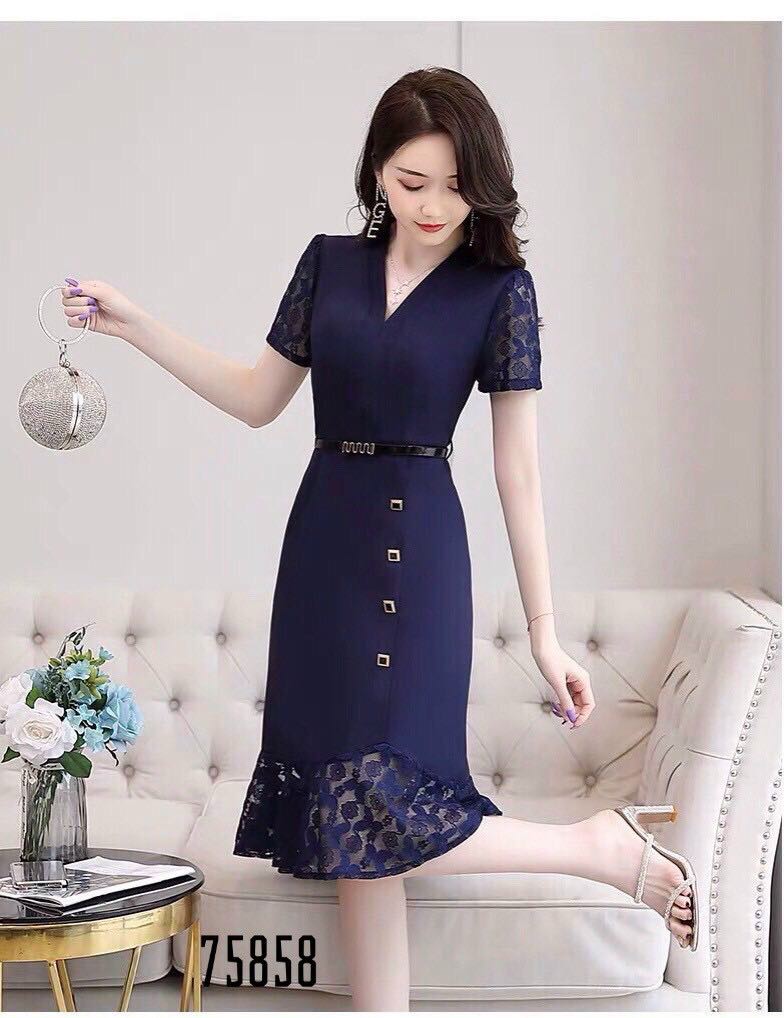 [HCM]ĐẦM SUÔNG PHỐI REN SANG TRỌNG KÈM THẮT LƯNG