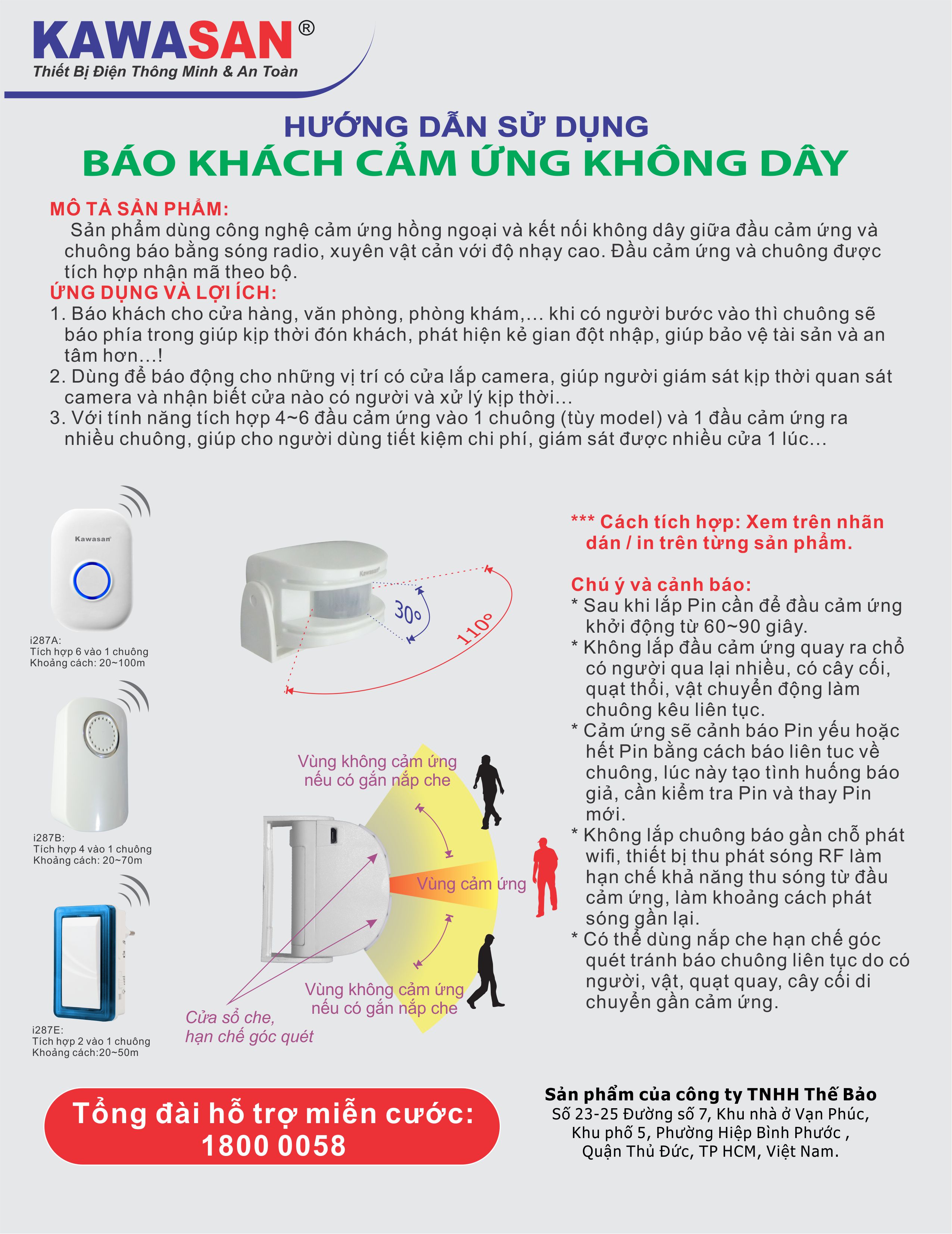 [HCM]BÁO KHÁCH KHÔNG DÂY KW-I287A