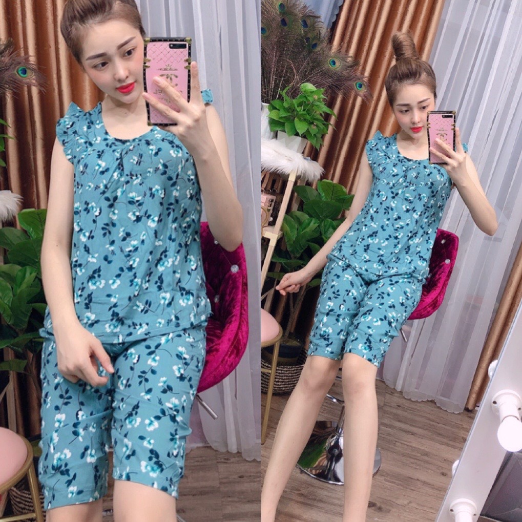 Đồ bộ tole nữ, đồ lanh nữ mặc nhà VNXK, quần lửng tay cánh tiên, họa tiết hoa nhí [CÓ SIZE] giao hoa ngẫu nhiên - TL12