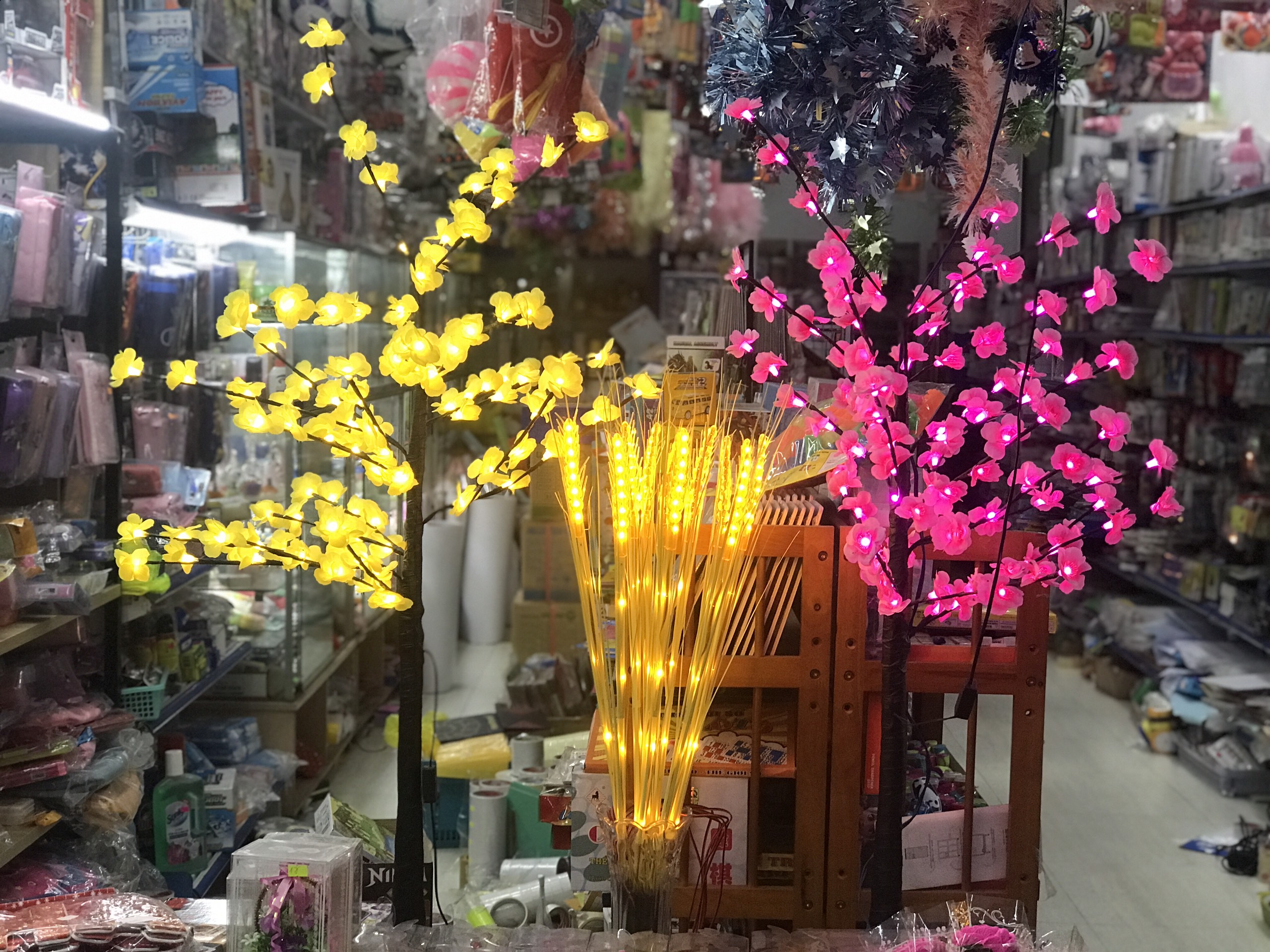 Bông lúa vàng led trang trí bó 10 bông tặng kèm phíc cắm