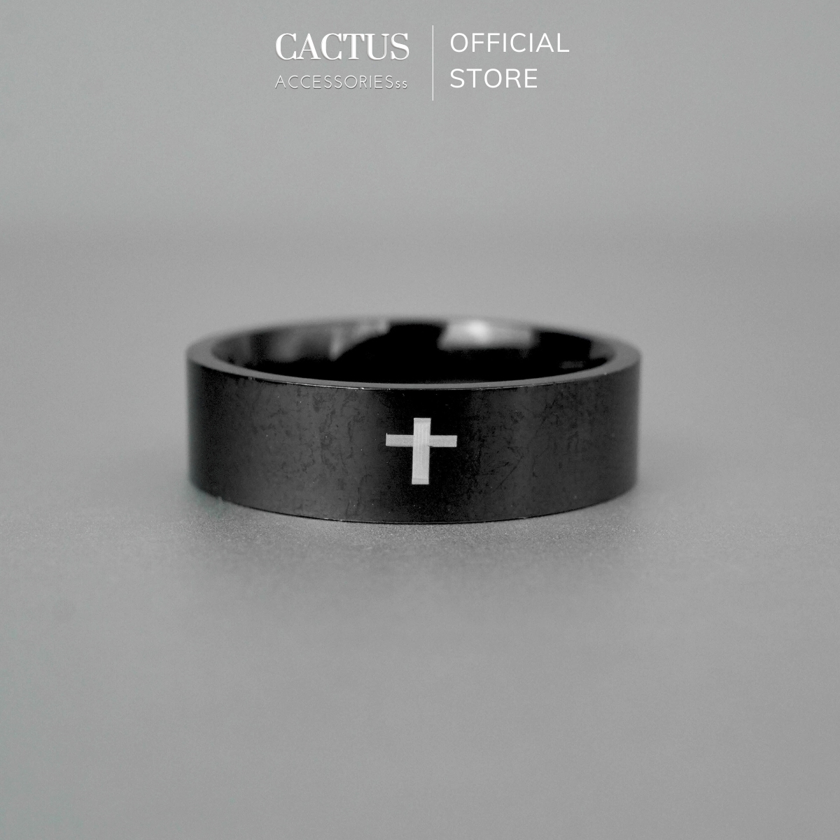 Nhẫn trơn basic khắc dấu cộng , nhẫn titan nam nữ đơn giản - Cactus Accessoriesss