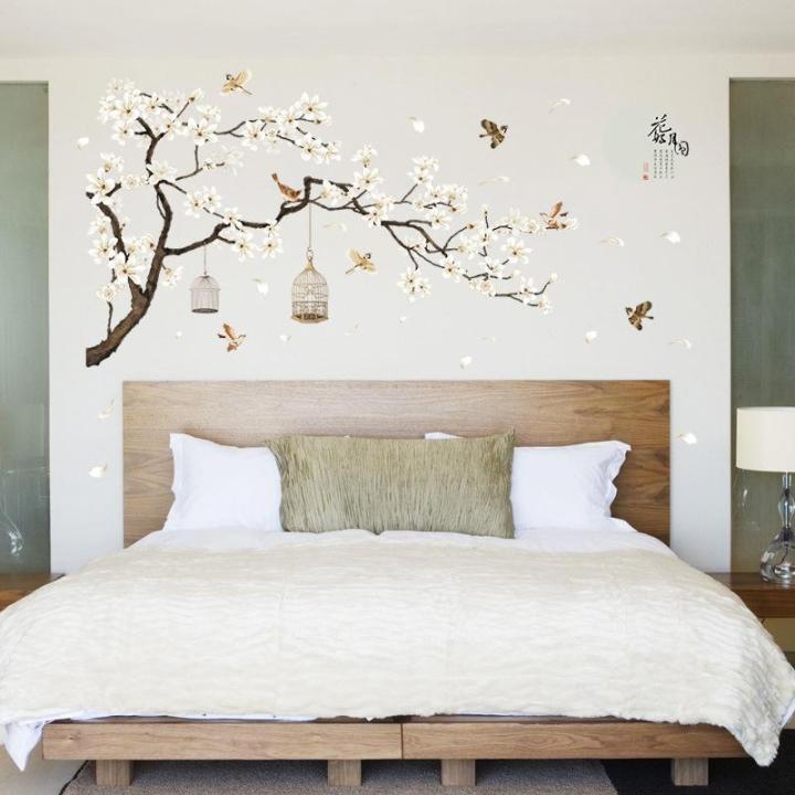 Sticker Tranh Dán Tường, Decal dán tường hoa đào trắng Sticker Tranh Dán Tường SK2022AB