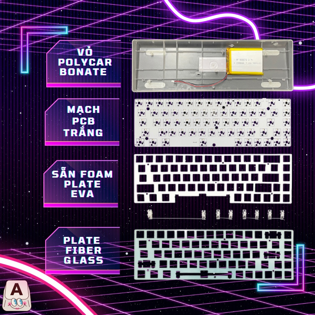 Bộ Kits Bàn Phím Cơ 68 Phím RGB GK S68 3MODE