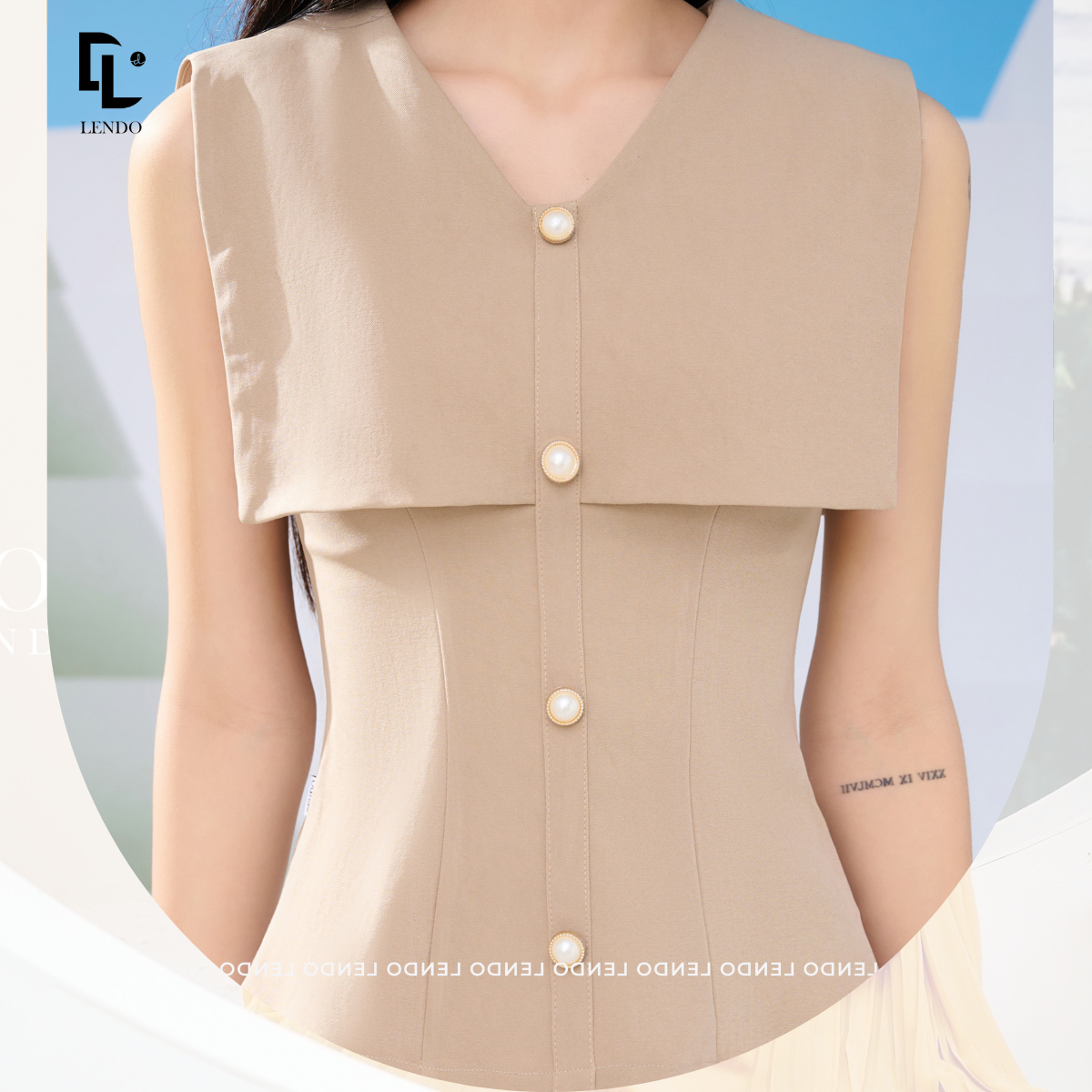 Áo Peplum Đính Cúc Trai LENDO A230309
