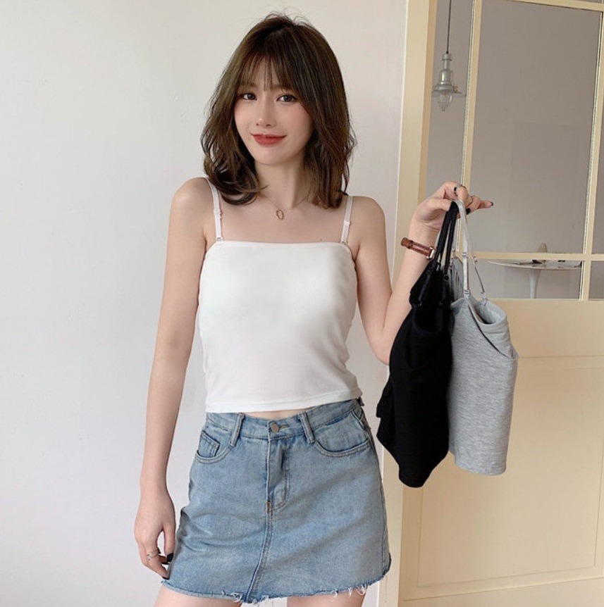 Áo Nữ 2 Dây Trơn Vải Thun Cực Mát Nhiều Màu Sắc Lựa Chọn