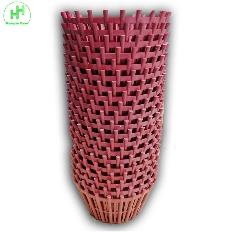 20 Chậu nhựa GIẢ GỖ trồng lan fi 20 có Nan Phụ_NSX Bình Thuận Plastics! - Màu Đỏ Mận