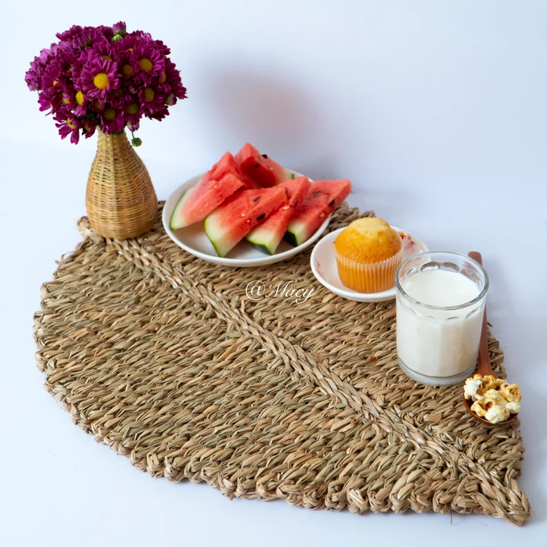 thảm cói| thảm trải bàn, decor, trang trí tường