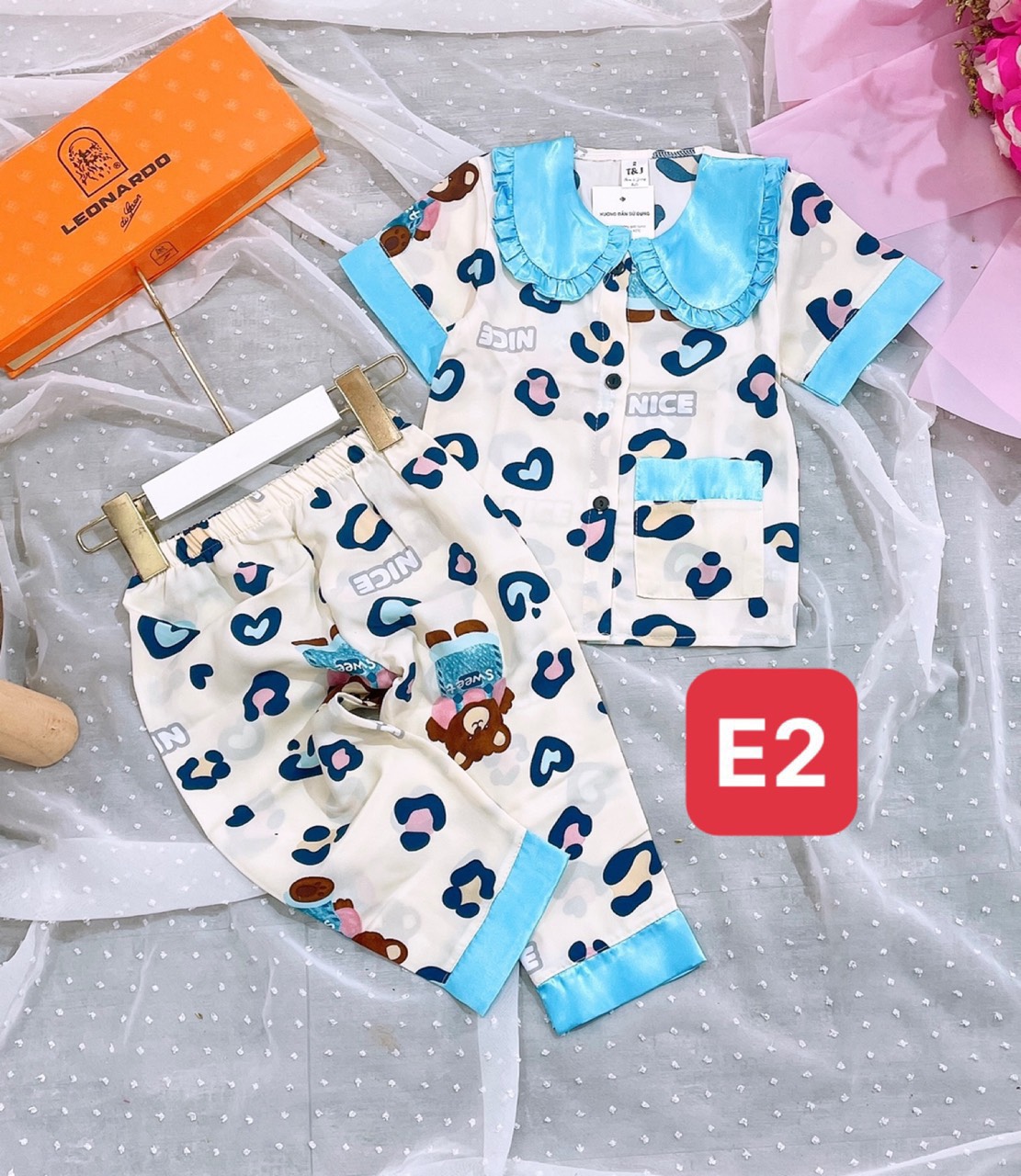 Bộ pijama lụa mango cho bé 22-35kg