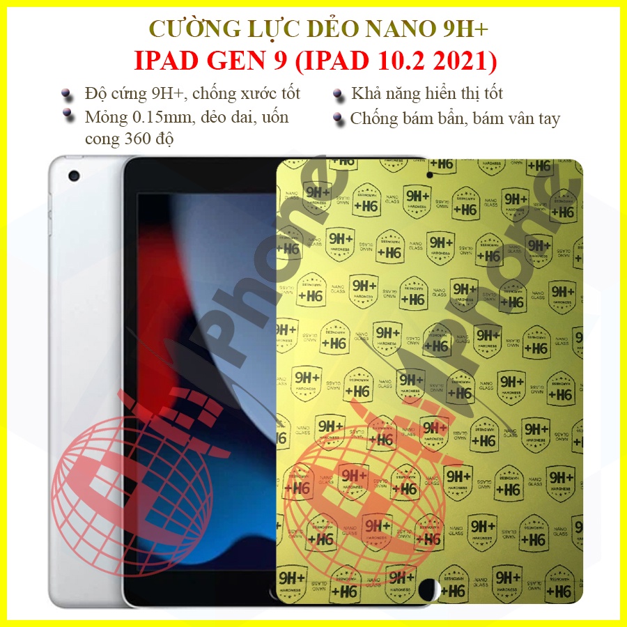 Dán cường lực dẻo nano ipad gen 7, gen 8, gen 9