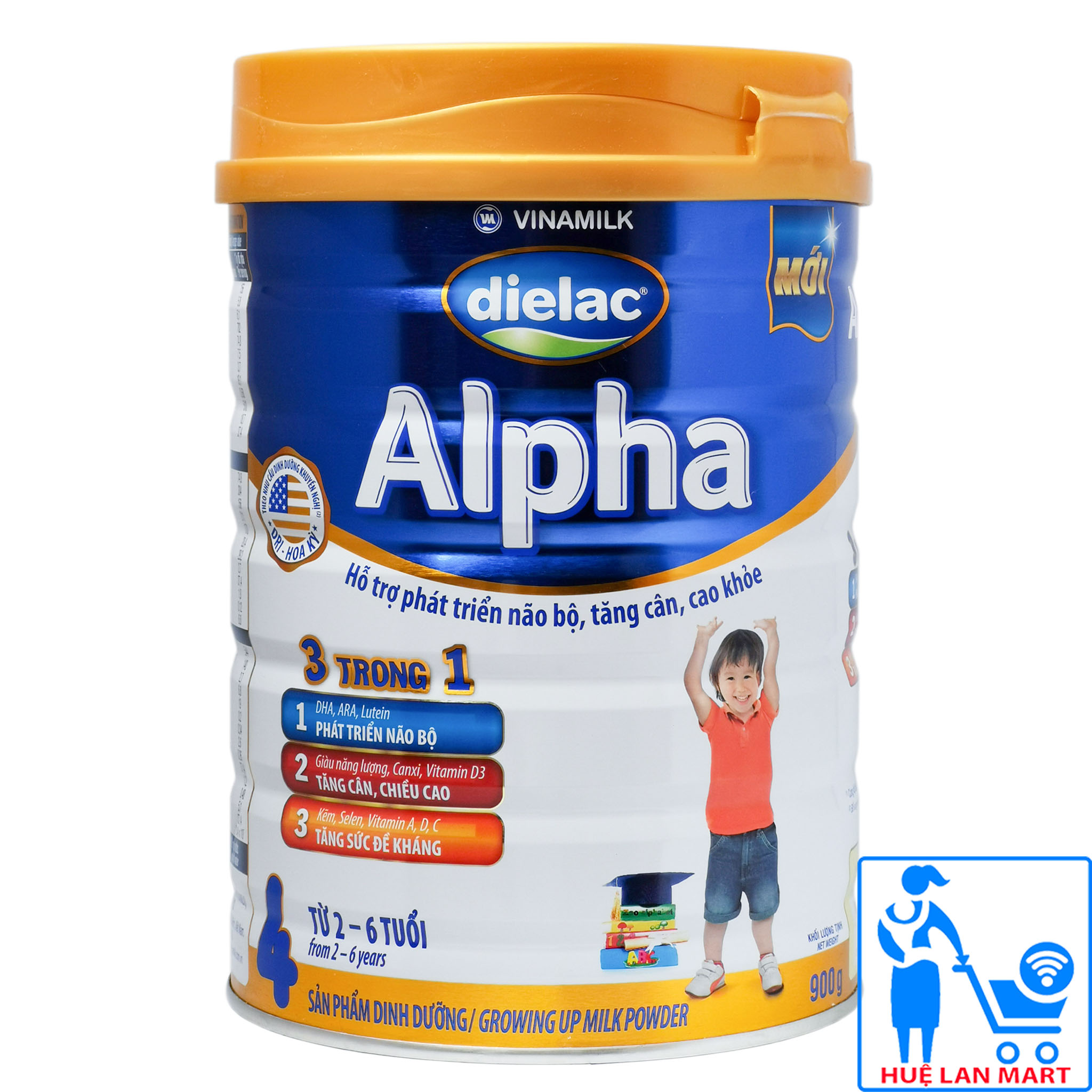 Sữa Bột Vinamilk Dielac Alpha 4 - Hộp 900g (Cho trẻ từ 2~6 tuổi)