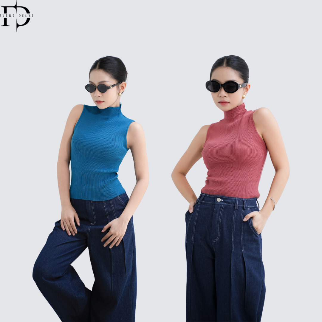 Áo Len Tăm Lông Thỏ Sát Nách Cổ Lọ Delys DLAL01