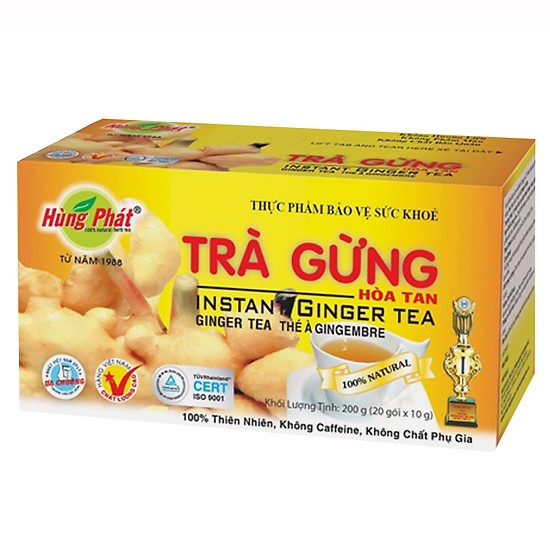 Trà gừng hòa tan Hùng Phát 10g × 20 gói