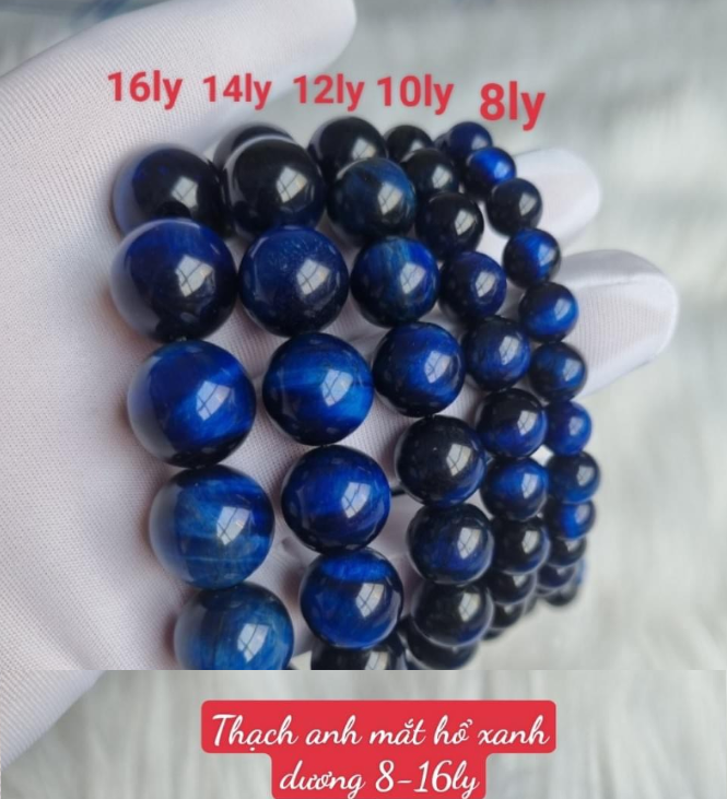 Vòng tay chuỗi đá phong thủy mắt hổ xanh dương -nhiều cỡ ly