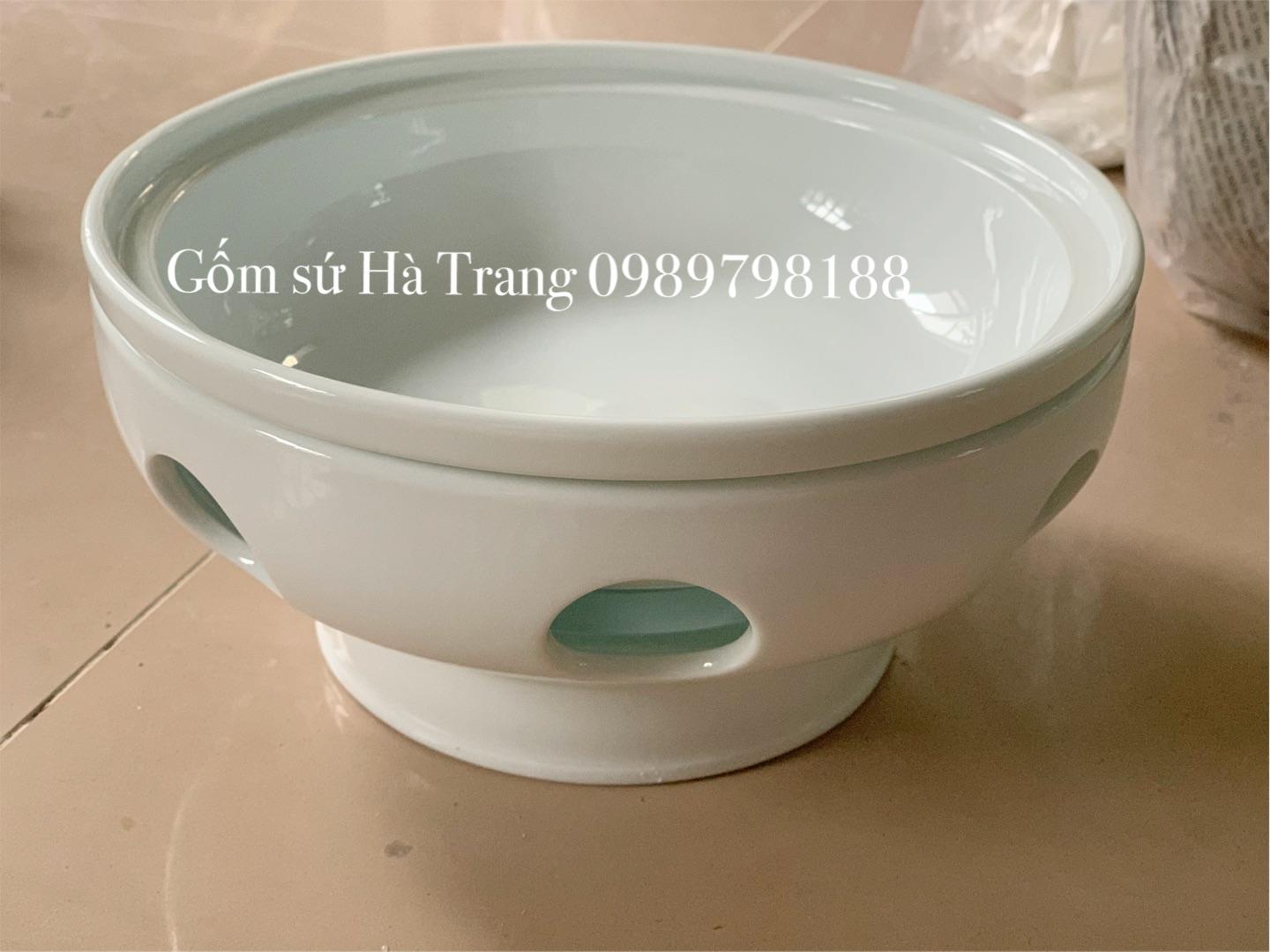 Bát hâm nóng đồ ăn gốm sứ Bát Tràng cao cấp không chì