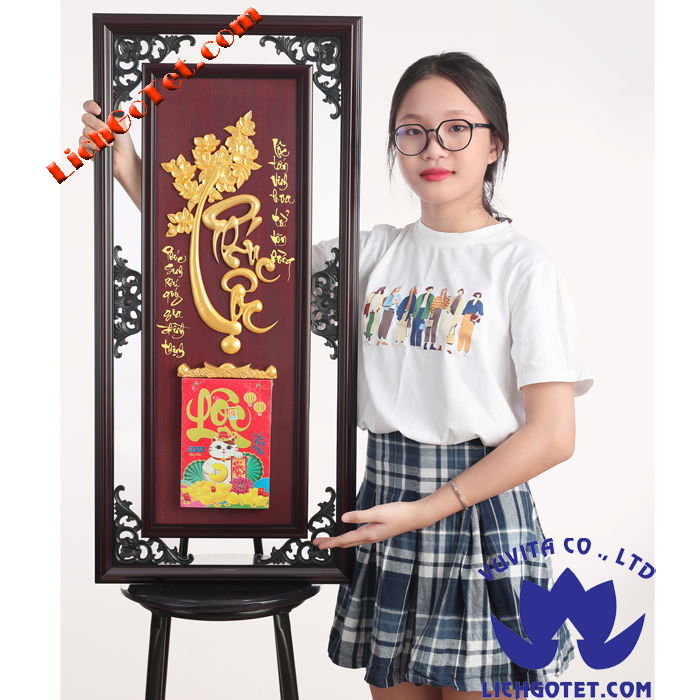 Lịch gỗ tết chữ phúc lộc