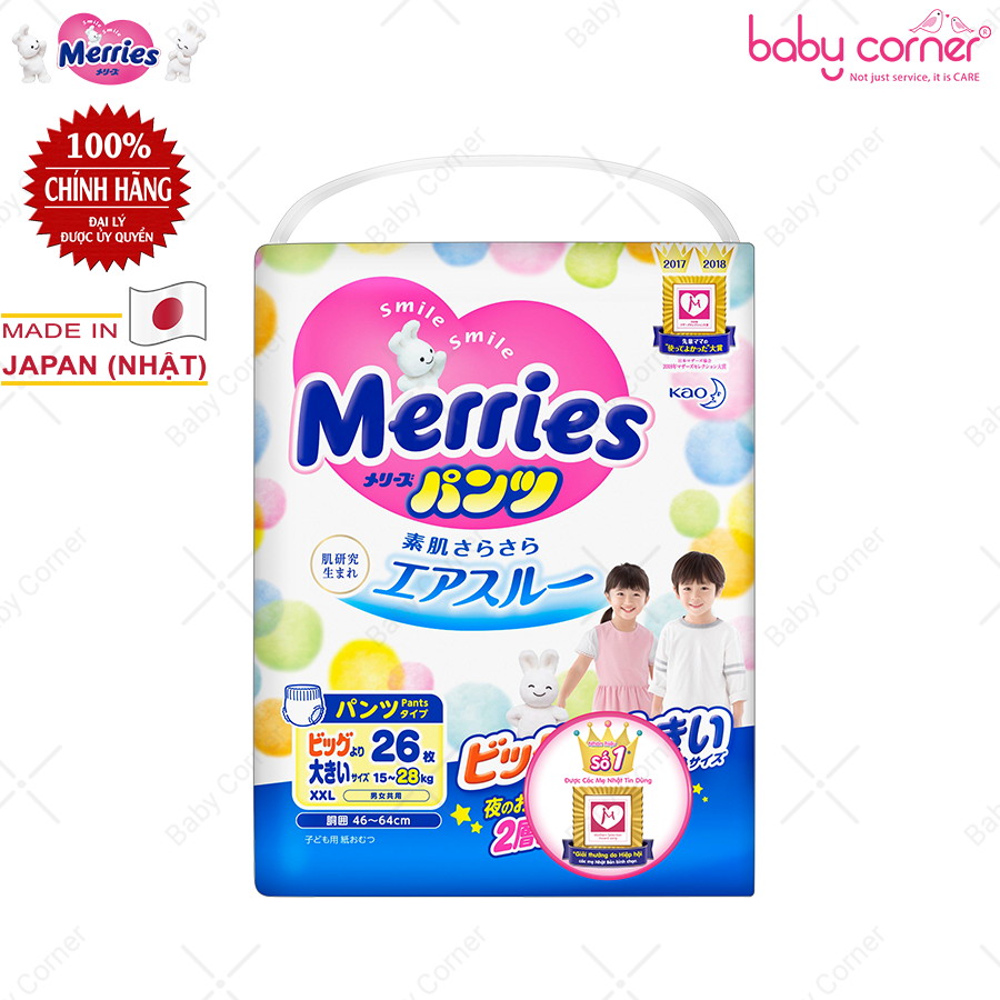 [HCM]TÃ QUẦN MERRIES CHO BÉ CÁC SIZE (M58, L44, XL38, XXL26)