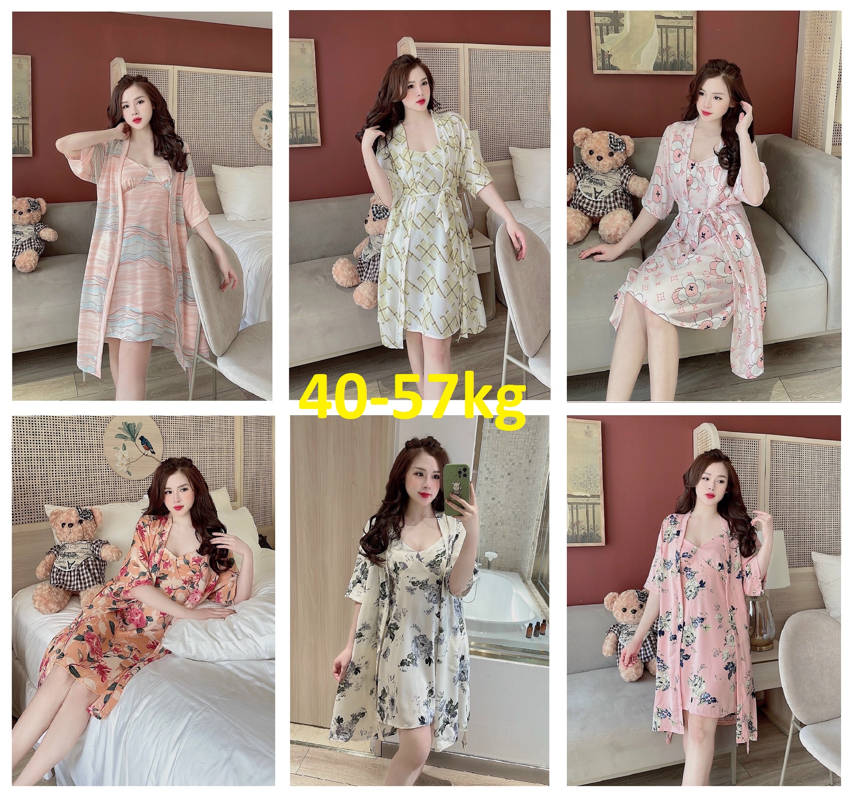 [40-65kg] Đầm Ngủ Lụa Mai Ngô - Cổ Sơ Mi (P1)