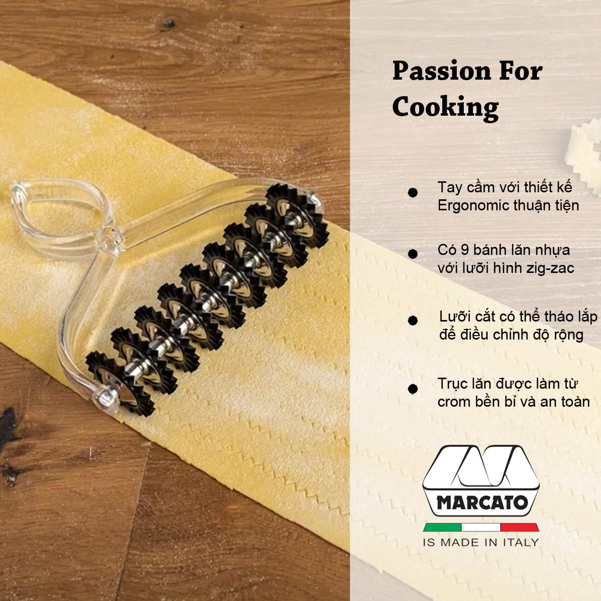 Dao cắt mì ý và pasta cầm tay marcato pasta bike xuất xứ ý