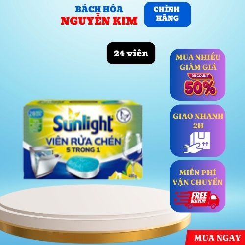 1 hộp viên rửa chén bát sunlight 5 in 1 dành cho máy rửa chén