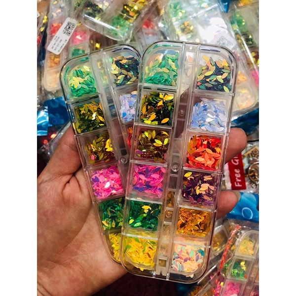 Set nhũ kim sa hình lá trang trí móng siêu đẹp