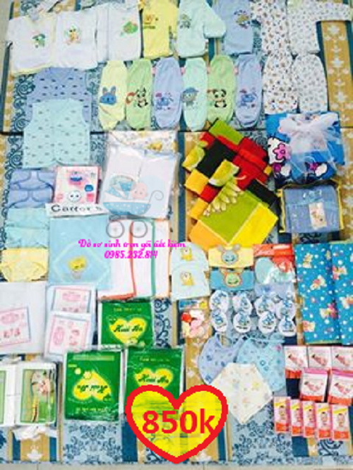 Đồ sơ sinh trọn gói-combo đồ sơ sinh cho bé và mẹ mã 850k