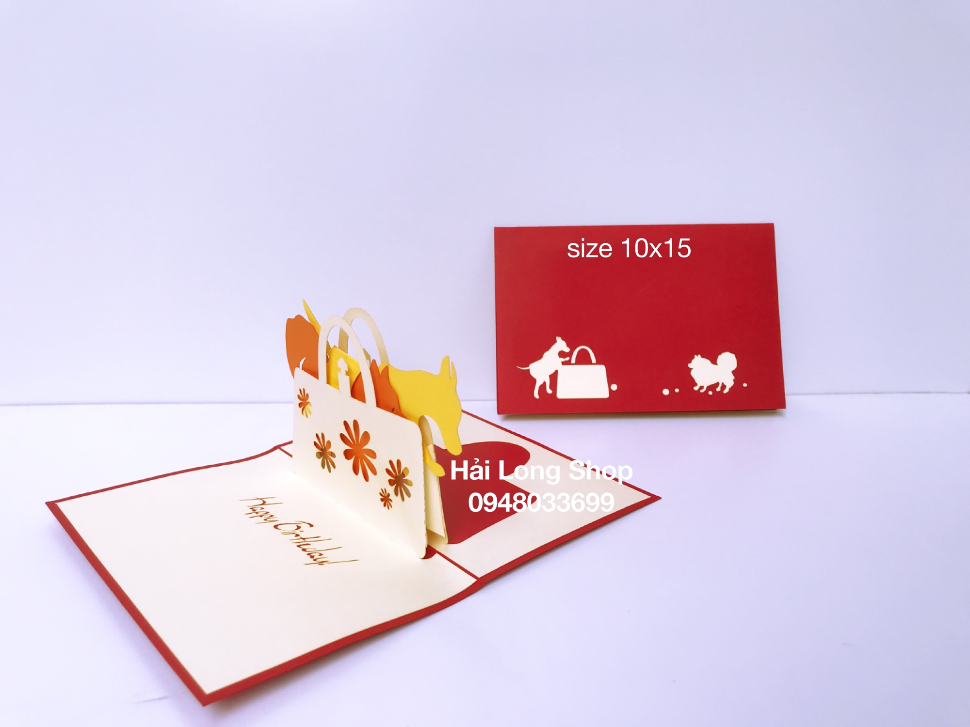 Túi Xách ( 2 con chó ) - Dog - Birthday - Thiệp 3D