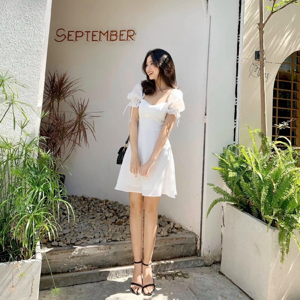 Đầm trắng dự tiệc dáng xòe siêu hot