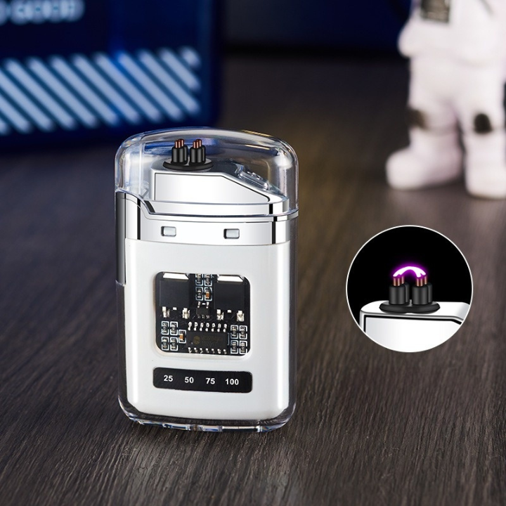 Bật lửa quẹt điện plasma mini - vỏ trong suốt - khởi động nút nhấn, sạc type c