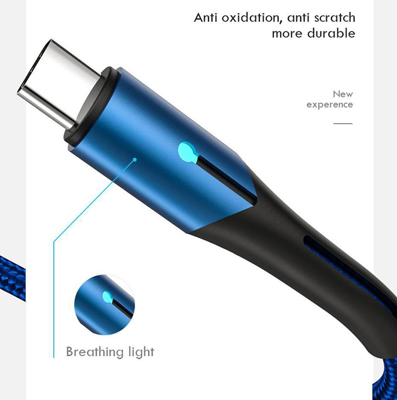 Cáp Sạc Nhanh Vled, Sạc Truyền Dữ Liệu Nhanh Đèn Led Phát Sáng, dây cáp sạc nhanh iPhon Samsun Xiaom Opp chống gãy gập