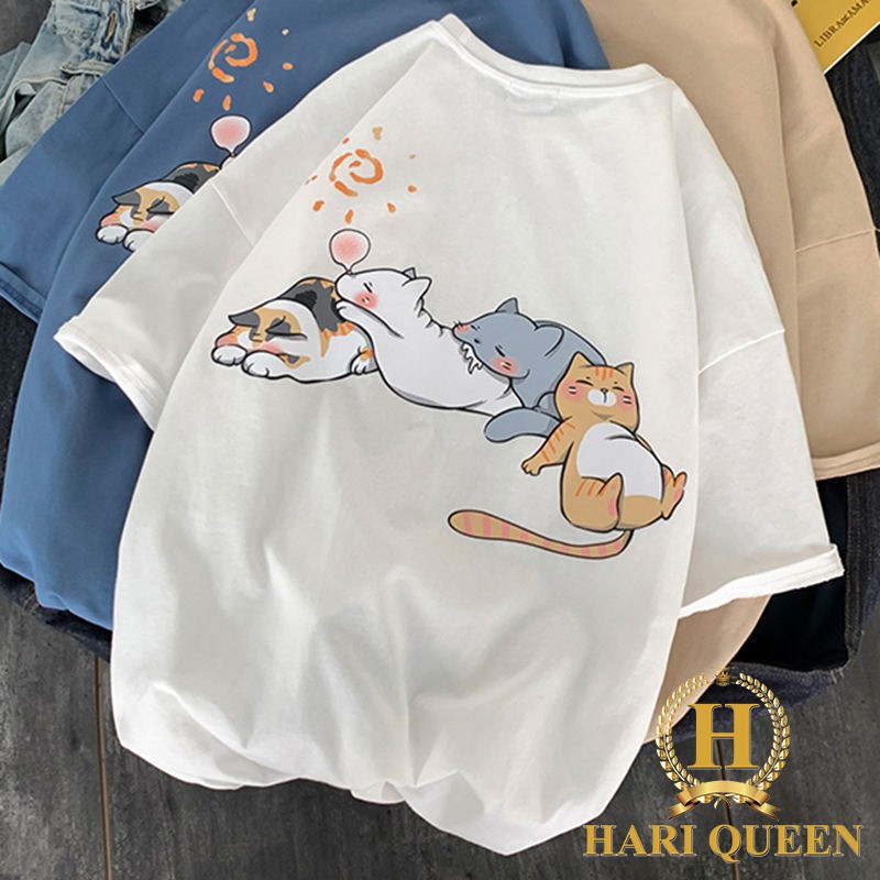 Áo phông mèo ngủ HARI0720, áo kiểu nữ, áo thun nam nữ, quần khaki, quần nữ, sét bộ mặc ở nhà, áo thun tay dài, quần jean ống rộng- TIMON