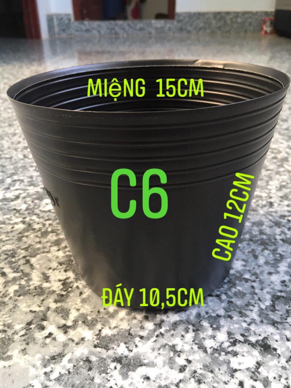 [Combo 50 cái] chậu nhựa đen C6 mềm dẻo trồng cây nhỏ ươm cây con KT: 15x10.5x12cm