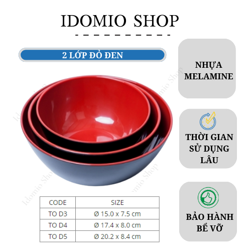 Tô Nhựa Lớn 2 Lớp Đỏ Đen