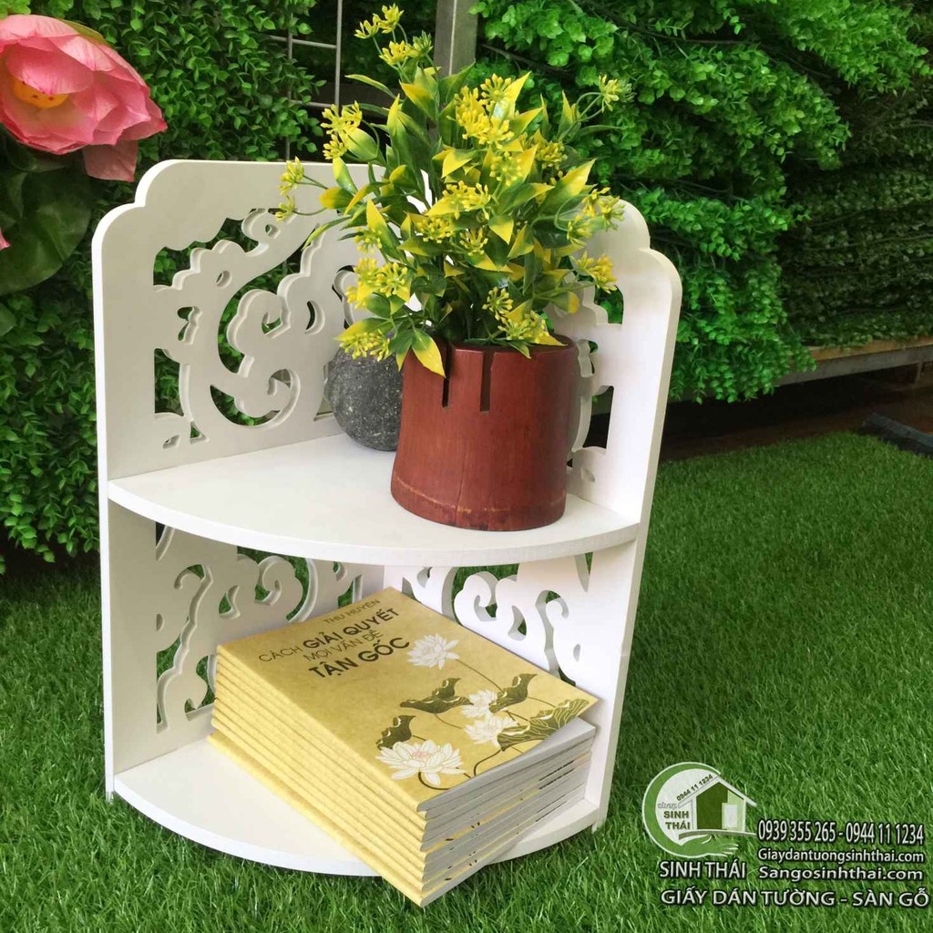 Kệ gỗ mini hai tầng để sách mỹ phẩm kệ góc