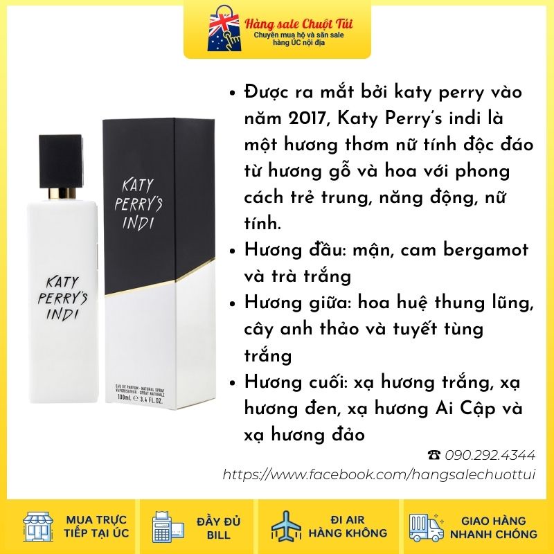 Nước hoa Katy Perry Indi 100ml [Hàng nội địa Úc - đủ bill]