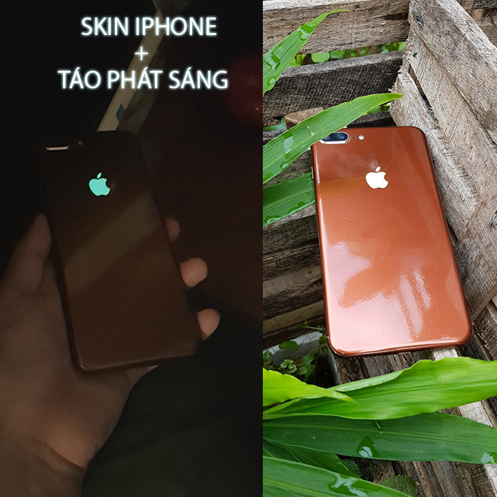 [Tặng táo dạ quang]Tấm dán Skin Glossy Brown kèm táo dạ quang cho iPhone 7Plus 8Plus 11 11Pro 11Pro Max X XS XR XS Max 5 6 7 8