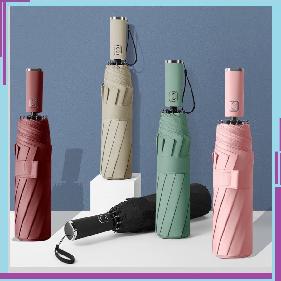 Ô Dù 4 Lớp Che Nắng, Đi Mưa Chống Tia UV,Ô dù che nắng mưa có nút bấm tự động,Dù đi Mưa Nắng ,Ô dù tự động gấp mở tự động cao cấp che mưa nắng cỡ lớn tự động đóng mở cao cấp