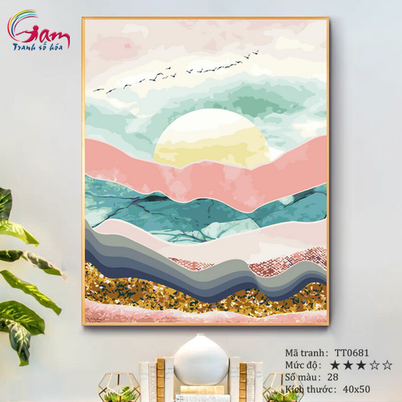 DIY Painting By Numbers Kit Abstract Painting No TT0681 Moon night in the desert For Home Wall Decor, New Hobby And Gift Picture On Canvas Acrylic paint Coloring By Number