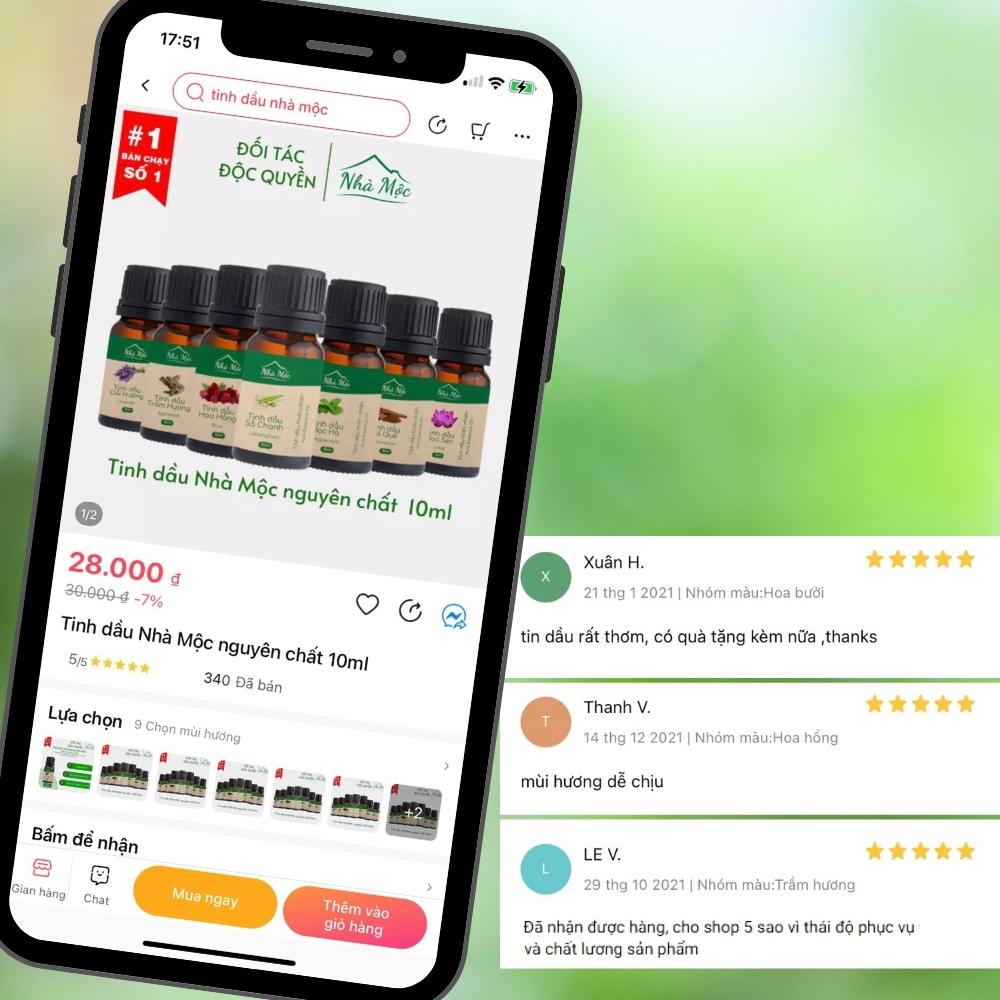 Tinh dầu Nhà Mộc nguyên chất 10ml