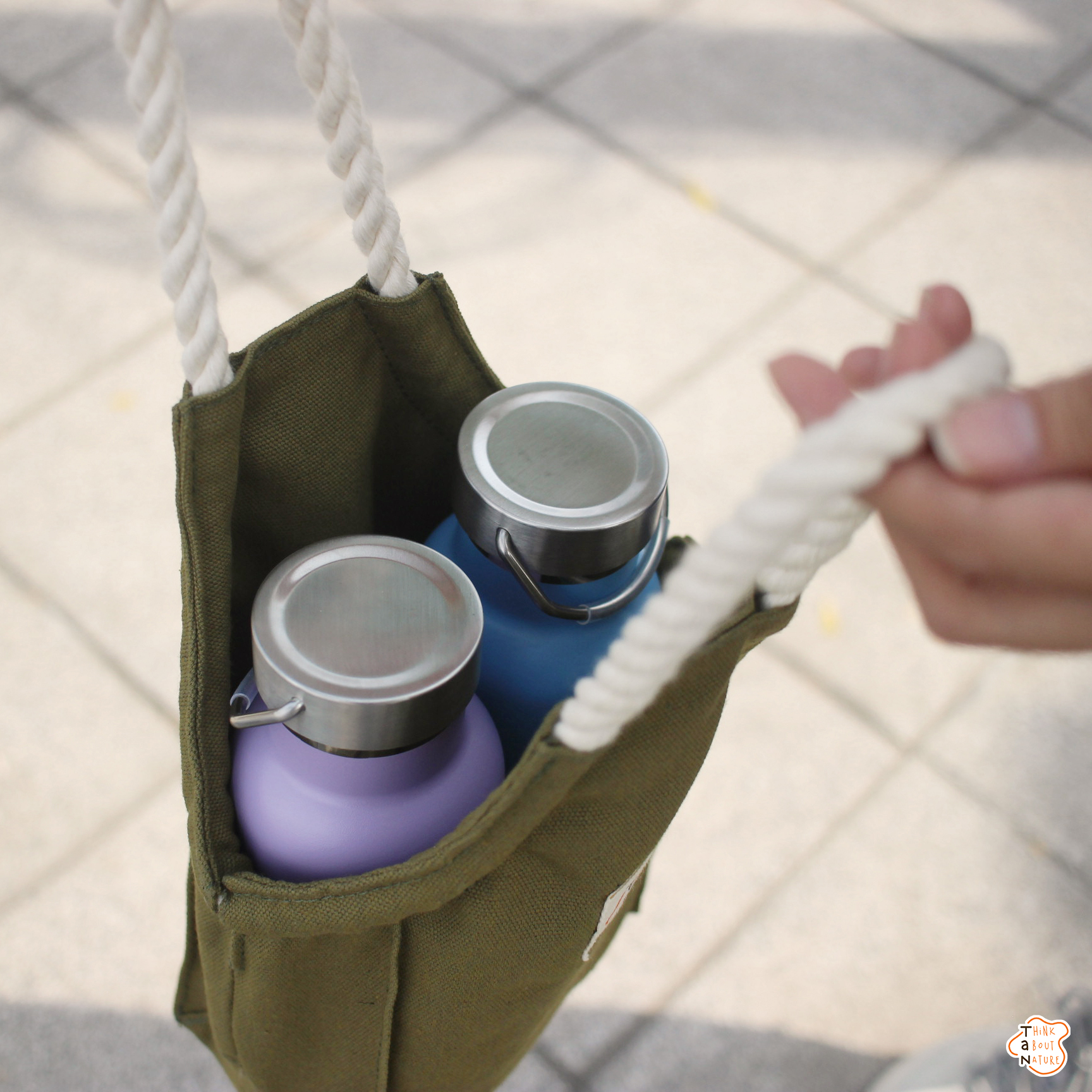 TÚI VẢI CANVAS APRON BAG ĐỰNG BÌNH NƯỚC TANcupholder