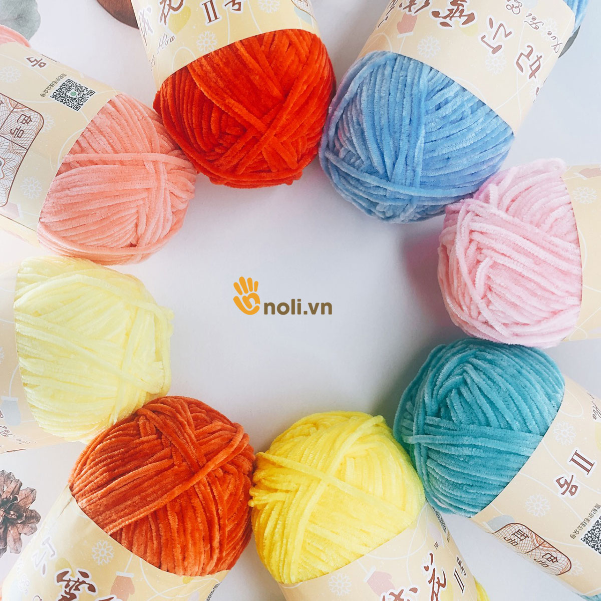 Len Nhung 2mm đan móc thú bông, khăn, áo, váy siêu mềm mịn, không rụng lông, bảng màu đa dạng 50g nội địa Trung