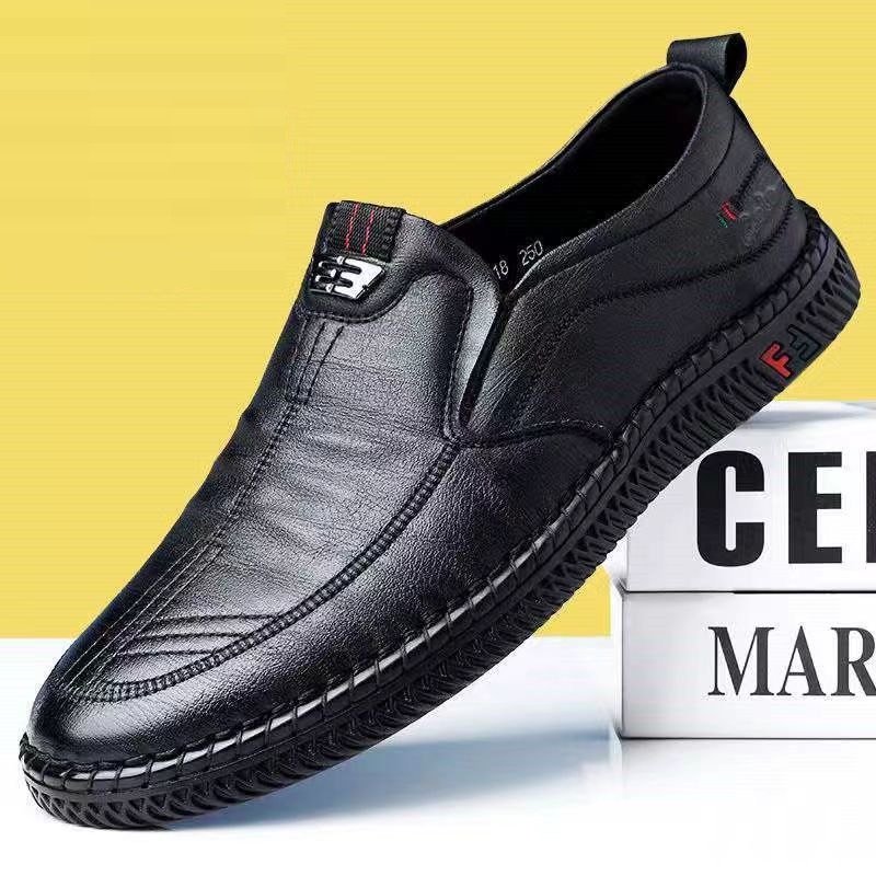 Pu Leather Men's Loafers with E3 Logo in Classic Color