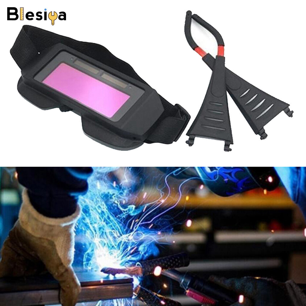 Blesiya Auto Darkening Welder Goggles and Headband Helmet Anti-Glare Goggles Glasses