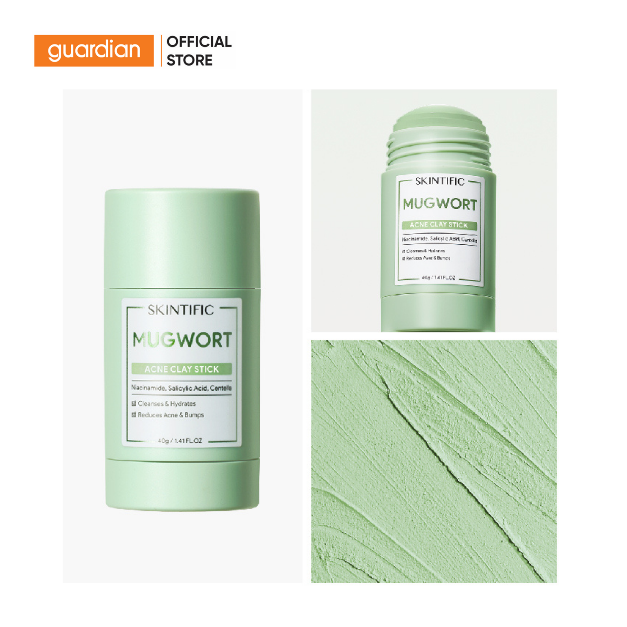 Thanh Lăn Mặt Nạ Đất Sét Ngải Cứu Giảm Mụn Skintific 40g