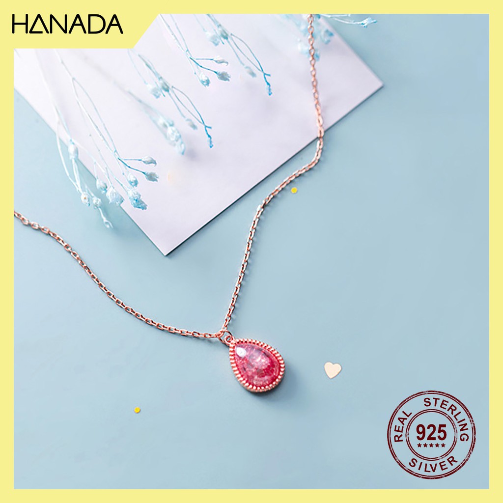 [HCM] Dây Chuyền Bạc 925 Hanada  Giọt Nước Đá Thạch Anh 0157
