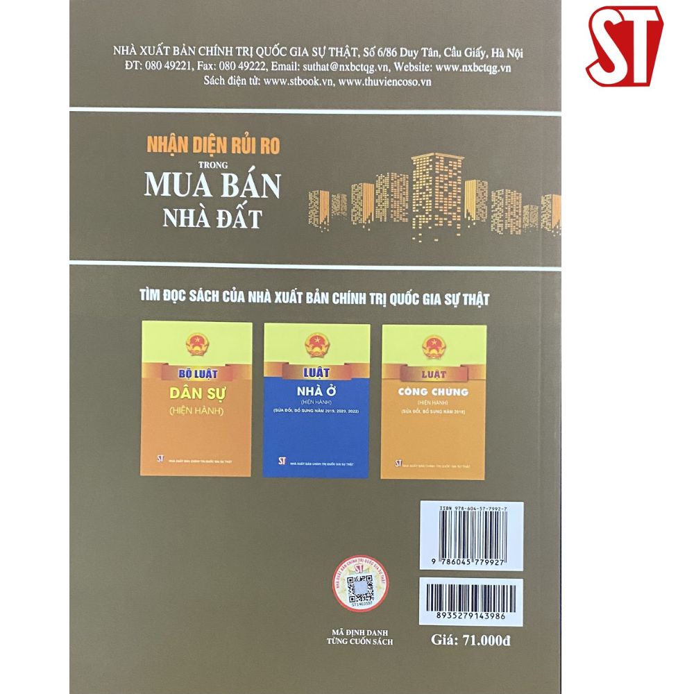 [Sách] Nhận Diện Rủi Ro Trong Mua Bán Nhà Đất (Tái Bản Lần Thứ , Có Sửa Chữa, Bổ Sung)