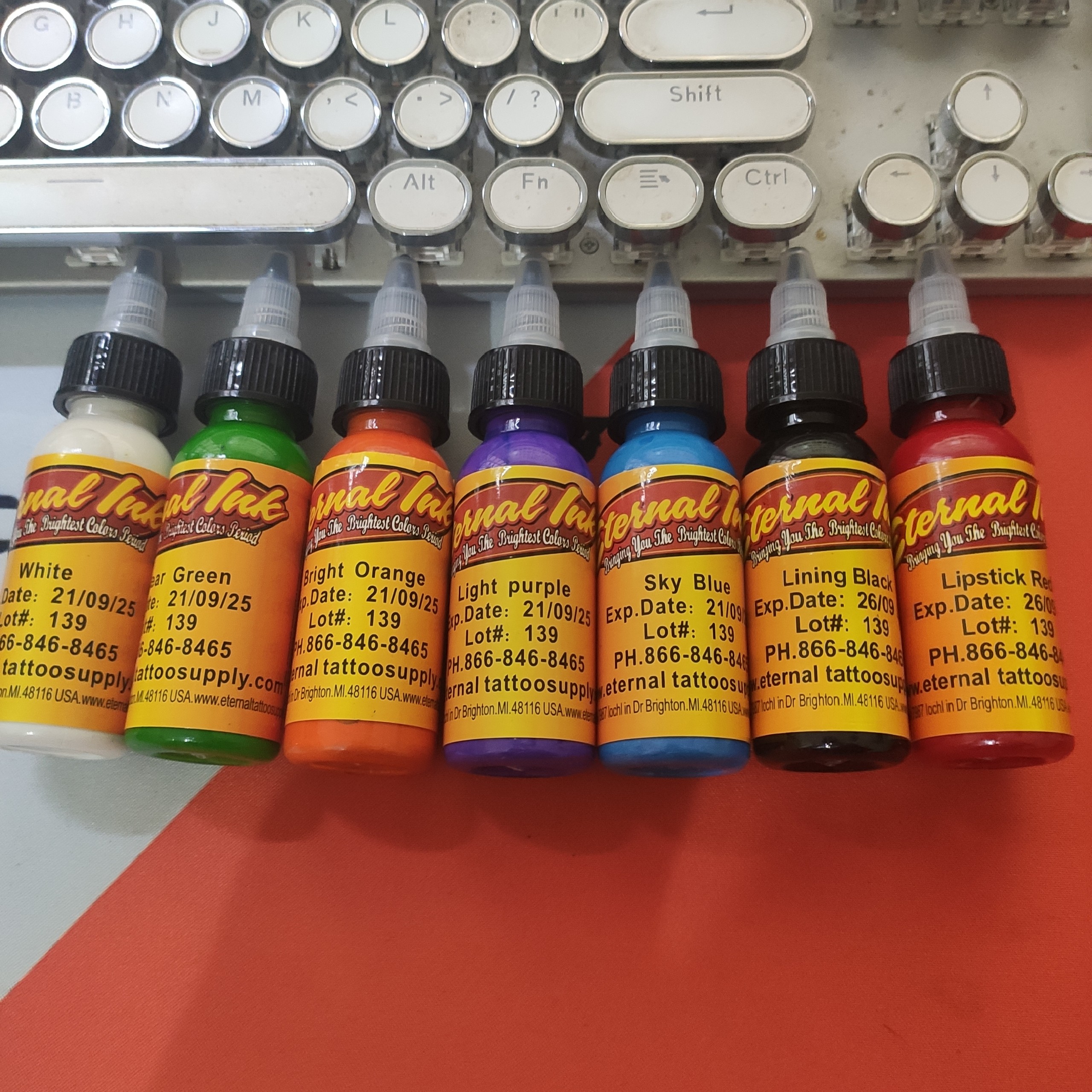 Combo bộ 7 màu mực tập xăm Eternal Ink 30ml