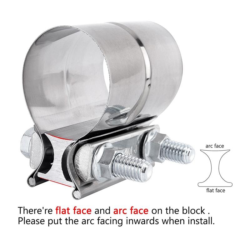 Floshine 2.25" Butt Joint Band Clamps,Exhaust Muffler Clamp 2 PCS,2.25 In Exhaust Pipe Clamps Sleeve Stainless Steel - Foto 10