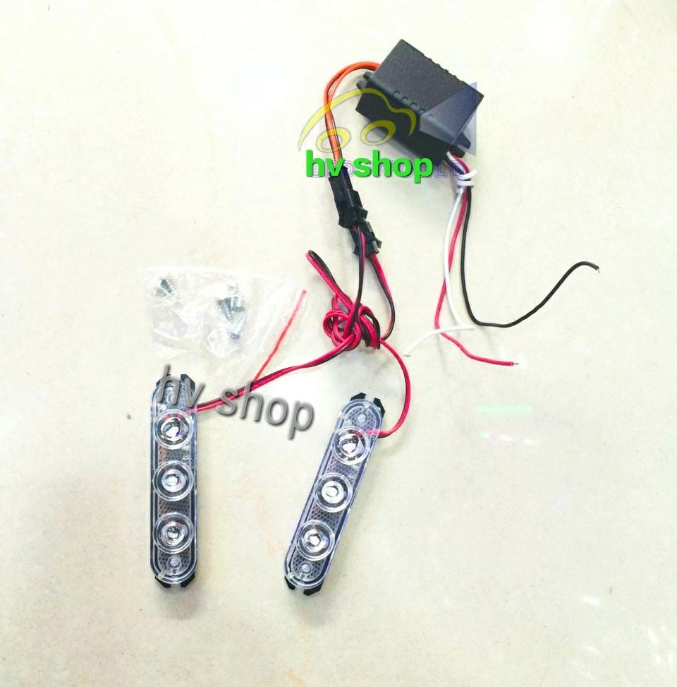 den led xe may Cặp đèn chớp xanh đỏ H5 3led ( xanh đỏ ) ( 1 bộ )